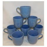 8 Isaac Mizrahi blue oak leaf mugs