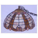 Mid Century stained slag glass pendant swag lamp,