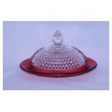 Vintage Indiana Glass Diamond Point Ruby Flash