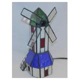 Stained & slag glass windmill lighthouse lamp,