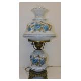 Gone With The Wind Blue Roses glass parlor lamp,