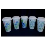 5 Lenox Butterfly Meadow porcelain travel cups w/