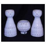 Rare Mikasa whimsical Happy Face stoneware vases &