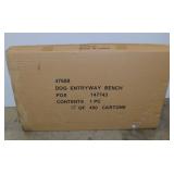 New wooden dog entryway bench in box,