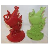 Cast iron angel fish bookends, 7" tall - Wrought