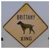 1988 metal Brittany Spaniel Dog crossing sign,