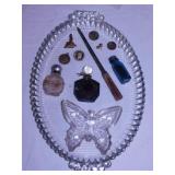 Glass dresser tray - Vintage glass perfume