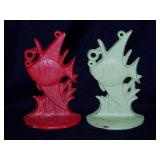 Cast iron angel fish bookends, 7" tall,