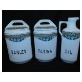Vintage Germany porcelain canisters & oil cruet