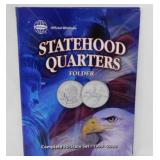 Complete set of 50 state quarters in folder book,