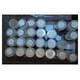 25 state quarter sorting tubes, 12 are full,