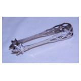 Antique sterling silver sugar tongs,