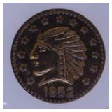 1852 California Gold fractional 1/2 round token