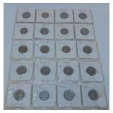 20 early Jefferson nickels, 1938-1939