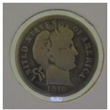 Two 1916 Barber dimes - 1952 silver quarter, 90%