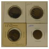 1822 & 1849 large cent coins - 1862 British penny