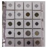 215 foreign coins in 2x2 in binder