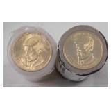 2 rolls John F. Kennedy $1 Presidential coins,