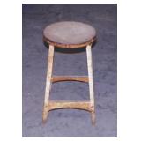 Vintage metal industrial shop stool, 20.5" tall