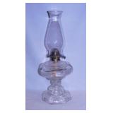 Antique pressed glass paneled oil lamp