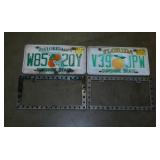 2 embossed metal Florida license plates - Pair of