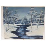 Original Winter landscape oil painting on canvas