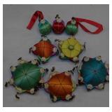 Vintage silk Chinese pin cushions & trinket