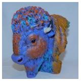 Wild & Free American Bison Buffalo bust, 7" tall,