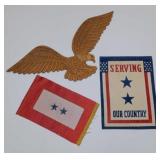 WWII Blue Star military service flags - Carved