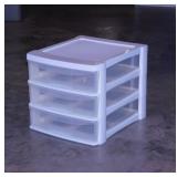 Plastic 3 drawer storage unit, 11" x 13"  10.5" -