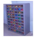 Plastic 60 drawer parts bin full of magnetic