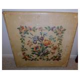 Vintage folding card table w/ floral needlepoint