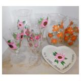 Hand painted elegant glass & vases