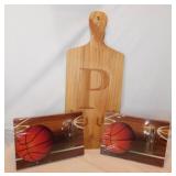 2 new basketball stretch canvas clocks - Wooden