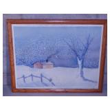 Original Winter landscape watercolor painting by