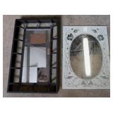 Metal framed wall mirror, 22" x 13"
