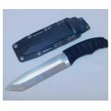 Stainless 440 blade knife in plastic sheath, 6"