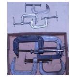 Eight 2" and 3" C-clamps