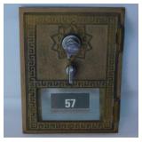 1957 brass post office box door, 3.5" x 5"