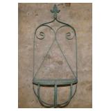 Wrought iron wall half basket patio planter -