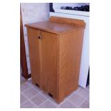 Hand crafted wooden trash bin w/ insert,