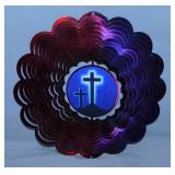 Laser cut metal wind spinner, 12" diameter -