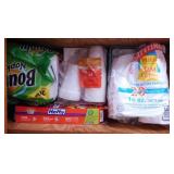 Paper plates - Napkins - Cups - Foil - Saran Wrap