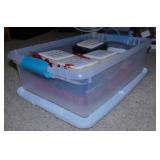 Storage tote w/ lid full of hand crafted wood &