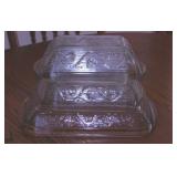 3 Anchor Hocking Avalon glass baking dishes: