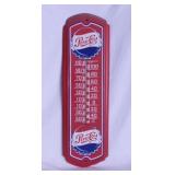 Metal Pepsi-Cola thermometer w/ glass mercury,