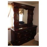 Solid wood 7 drawer dresser w/ brass pulls &