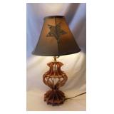 Hand crafted laser cut wood lamp base with