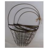 Set of 3 wire wall half baskets - Metal & wood
