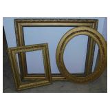 3 antique gilded ornate picture frames,